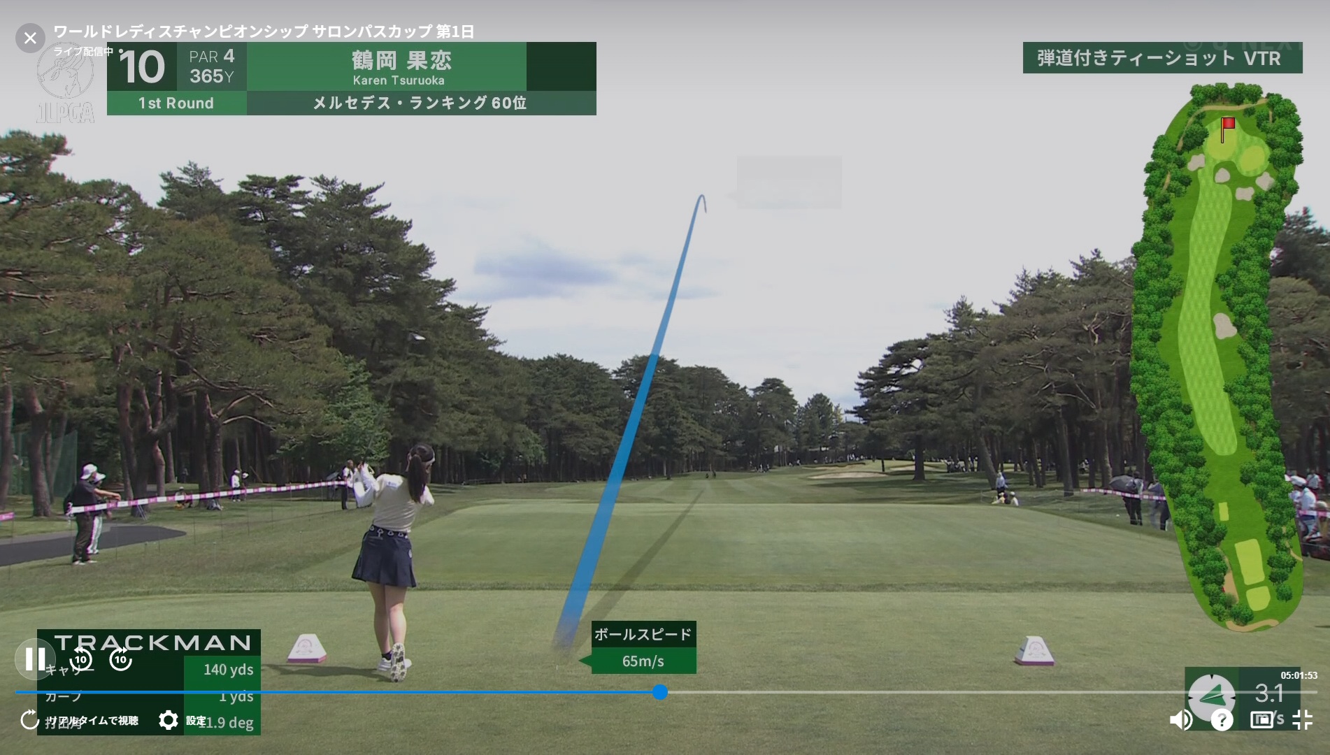 弾道付きショット 鶴岡果恋プロ